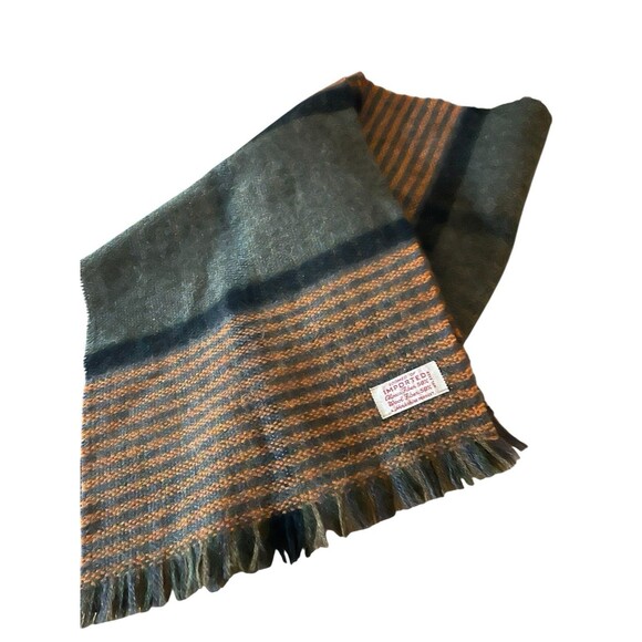 Horkshire Hand Loomed Alpaca And Wool Scarf Plaid 48”x11” VTG - Picture 7 of 7